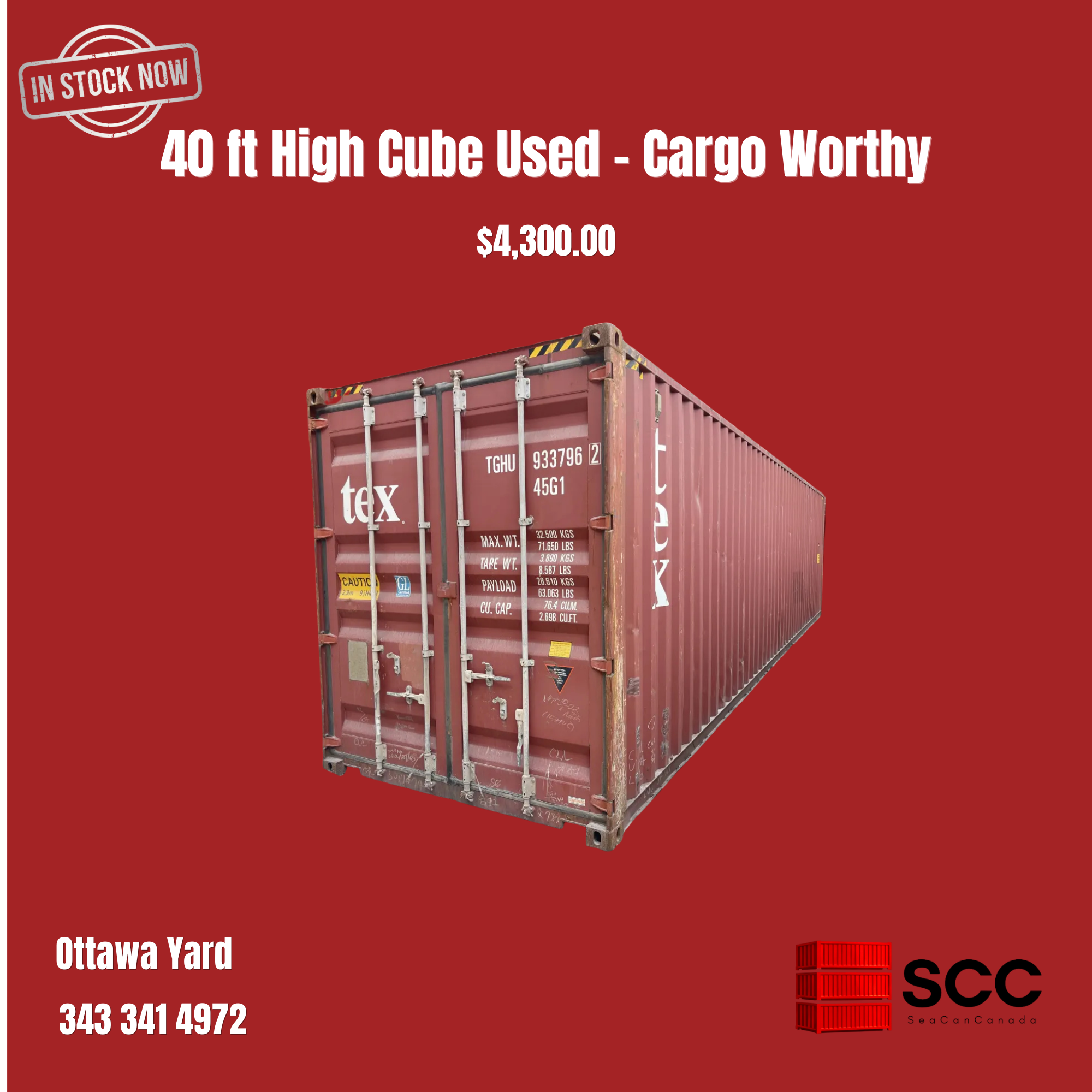 40 ft High Cube Used - Cargo Worthy