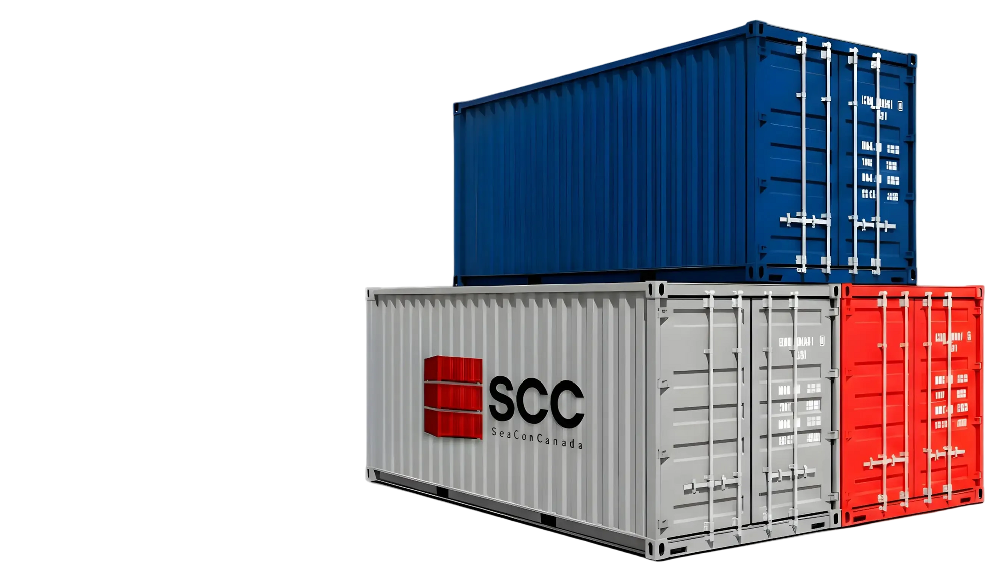 Stacked shipping containers